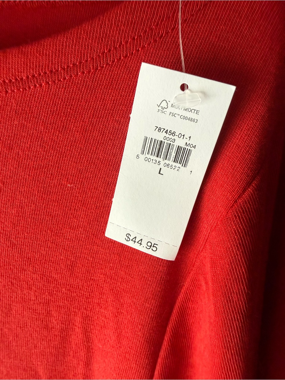NWT GAP Red Long-Sleeve Boatneck Top SZ L - Picture 3 of 7